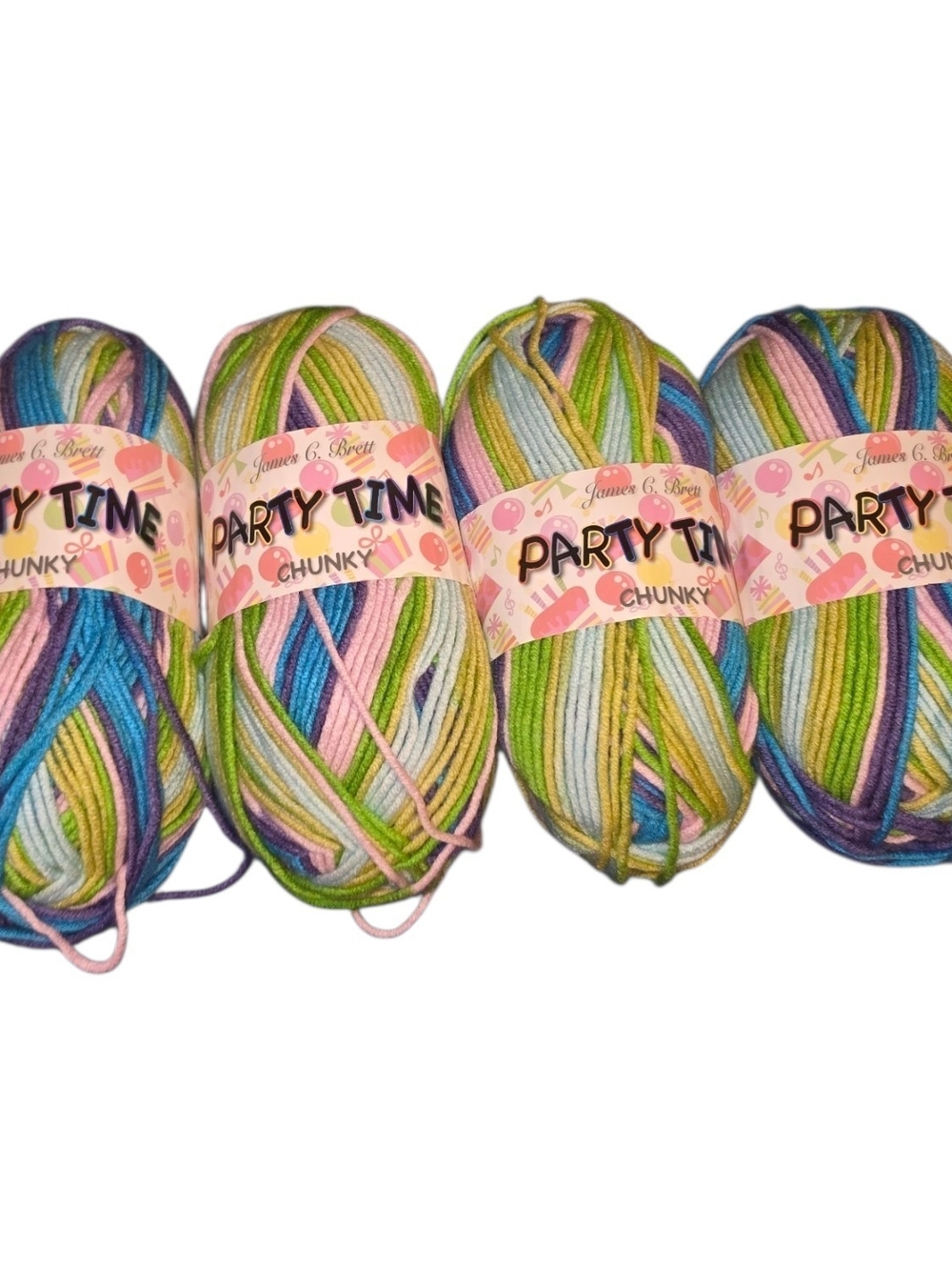 James C Brett Party Time Chunky Yarn PT16 Lot of 4 Multicolor 668 Yards